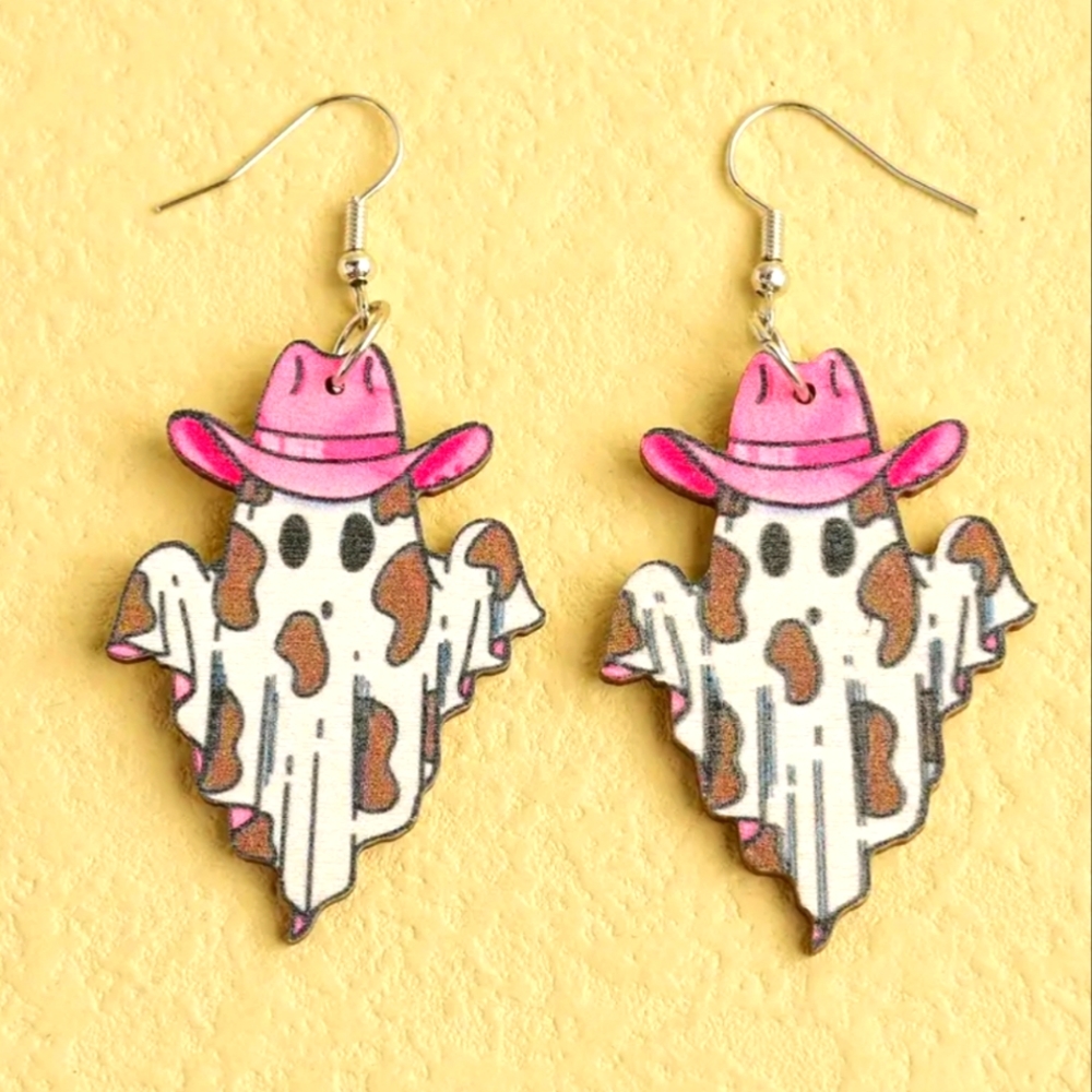 Cowgirl Ghost Earrings - Picture 2 of 3